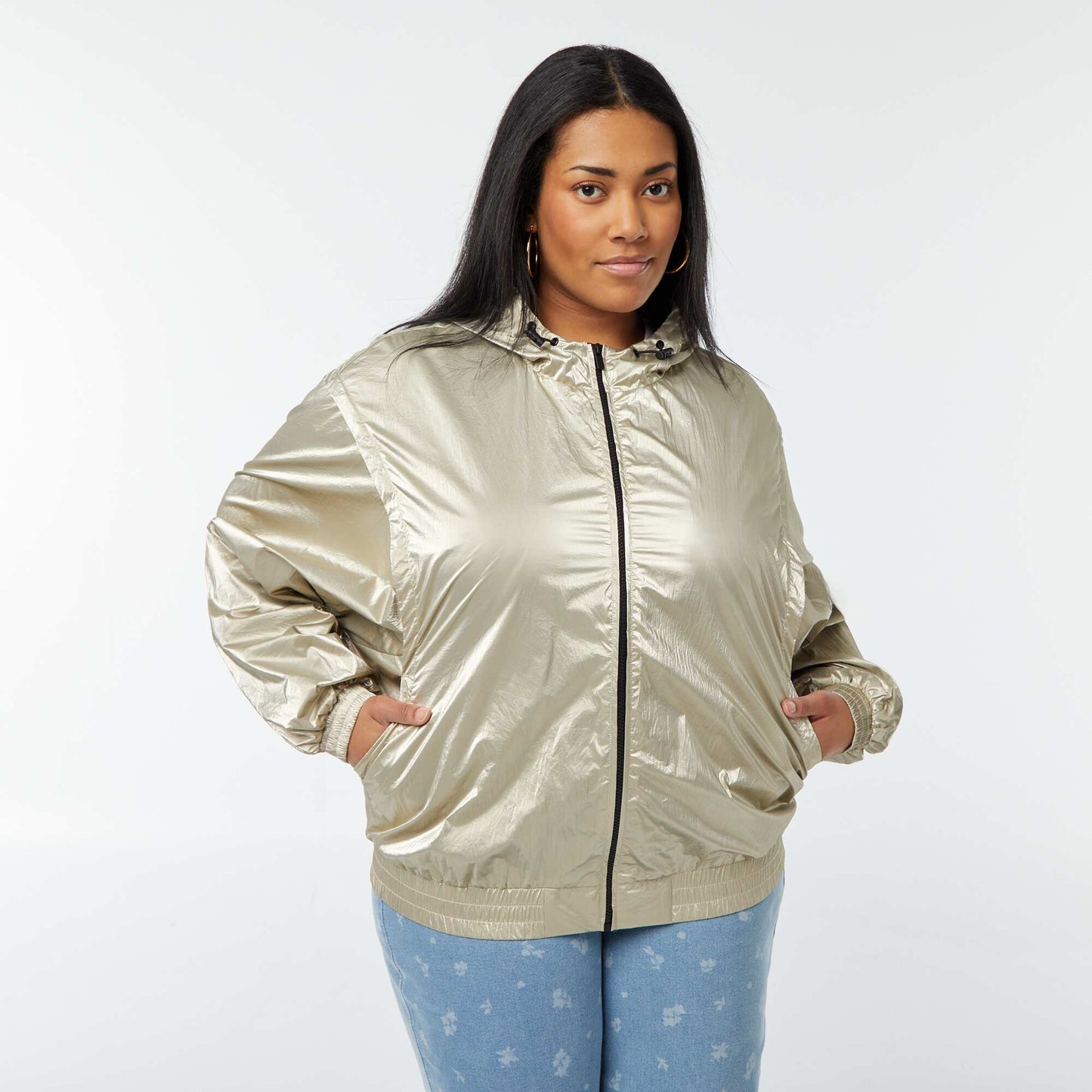 Blouson doré à capuche JAUNE