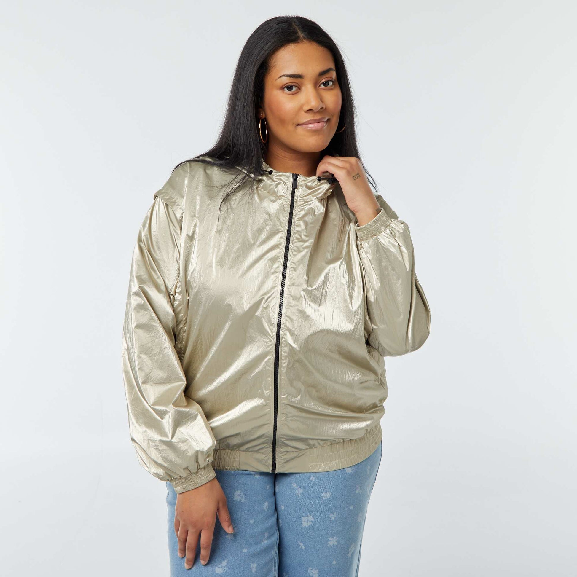 Blouson doré à capuche JAUNE