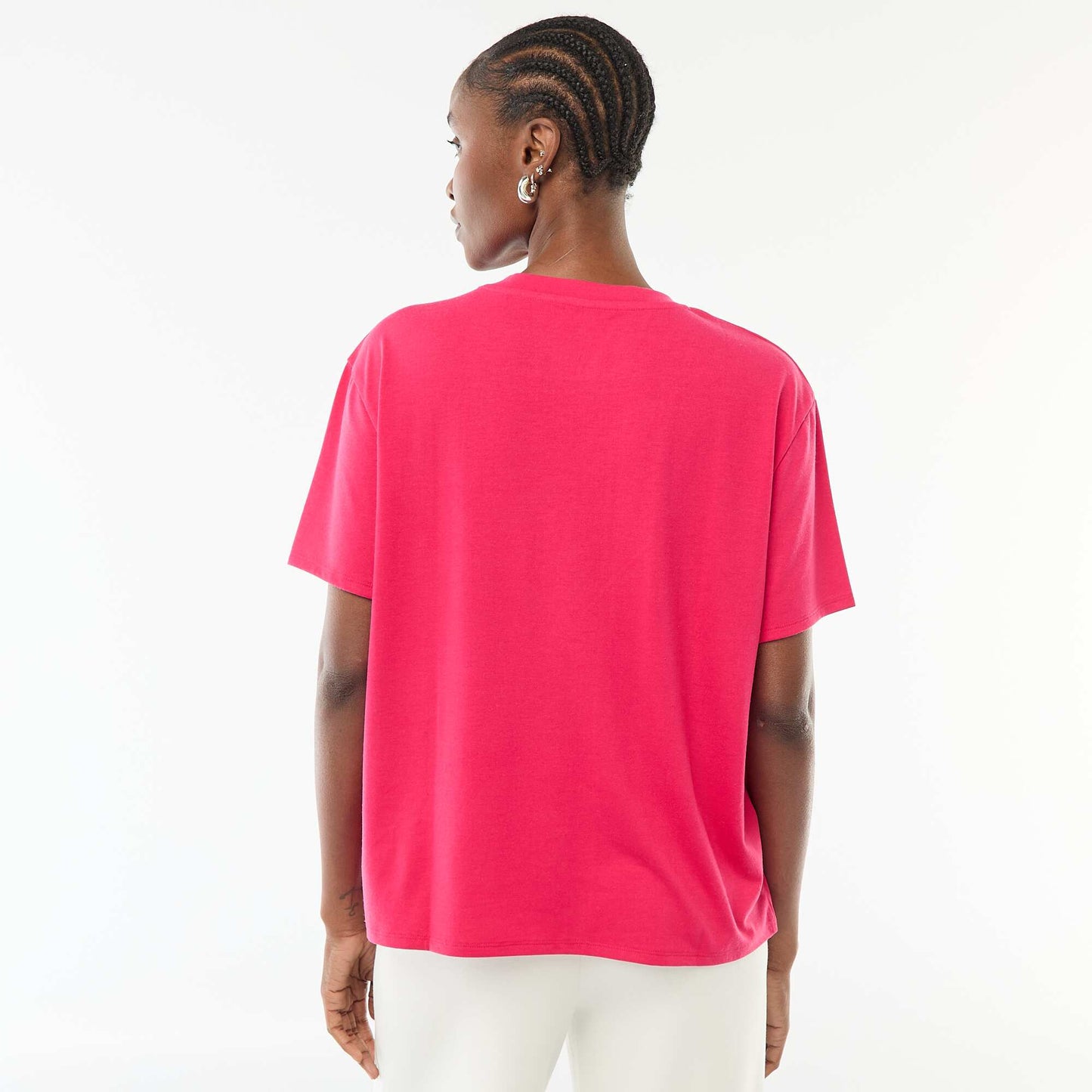 Tee-shirt manches courtes avec encolure en V ROSE