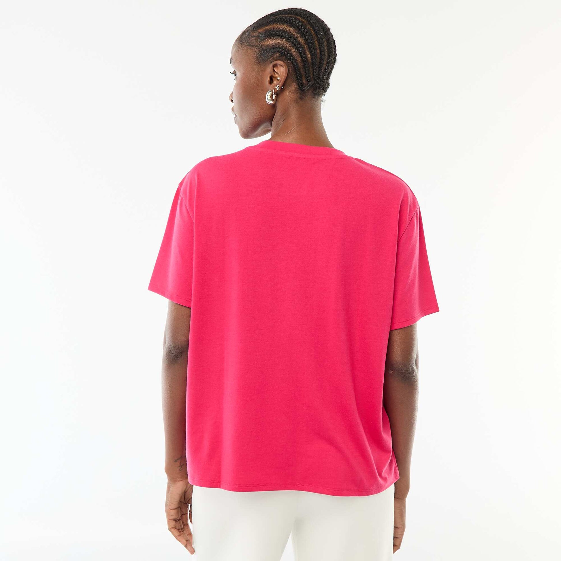 Tee-shirt manches courtes avec encolure en V ROSE