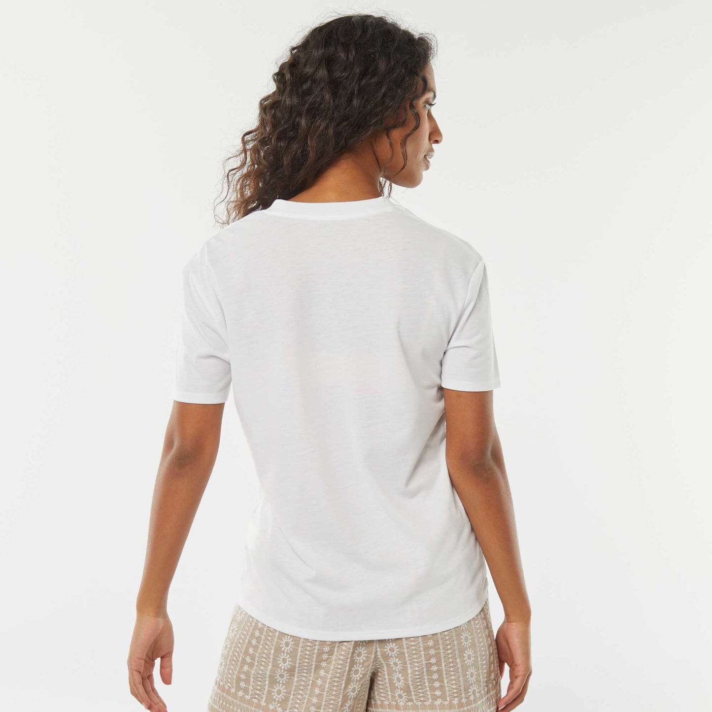 Tee-shirt manches courtes avec encolure en V BLANC