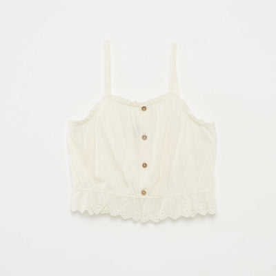 Débardeur à volant avec broderies anglaises BLANC