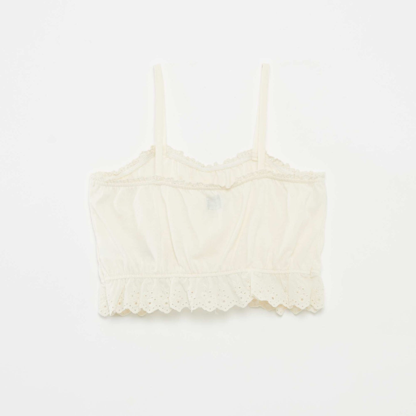 Débardeur à volant avec broderies anglaises BLANC
