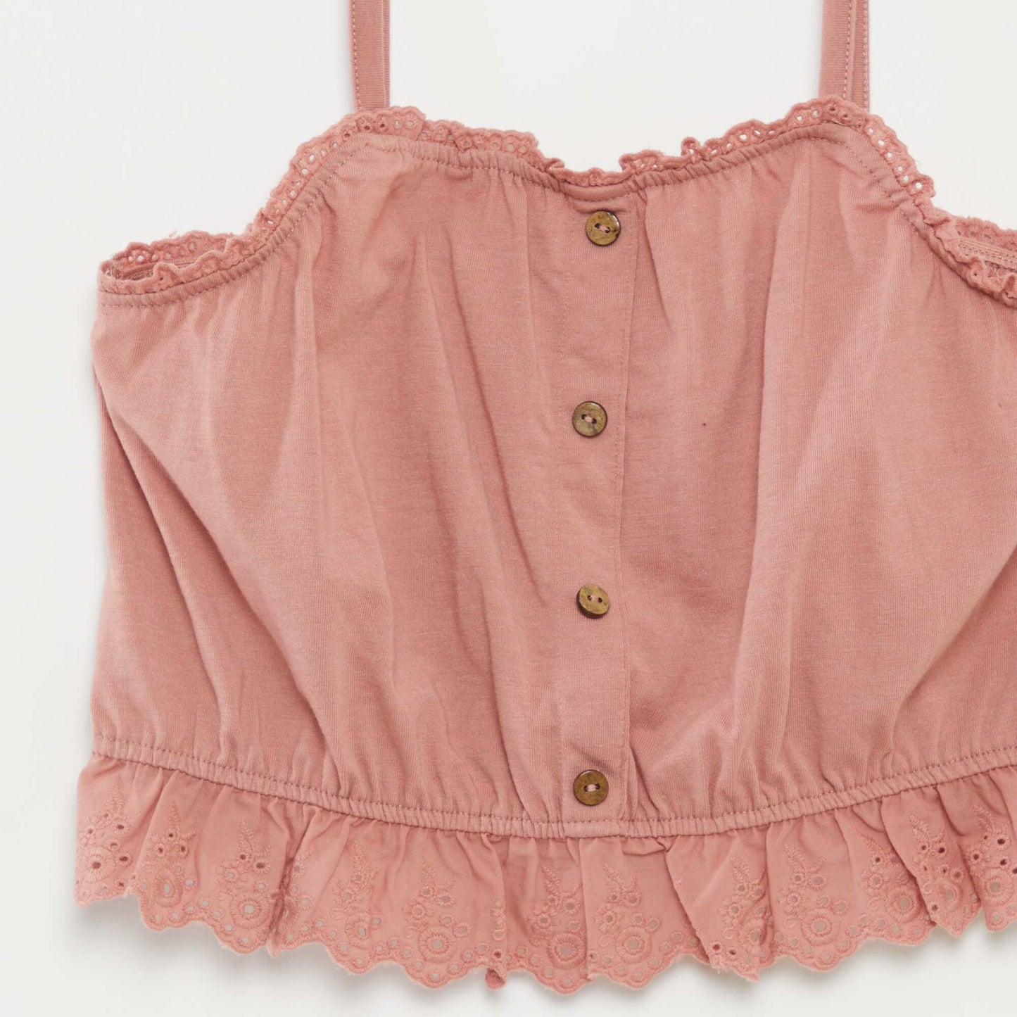 Débardeur à volant avec broderies anglaises ROSE