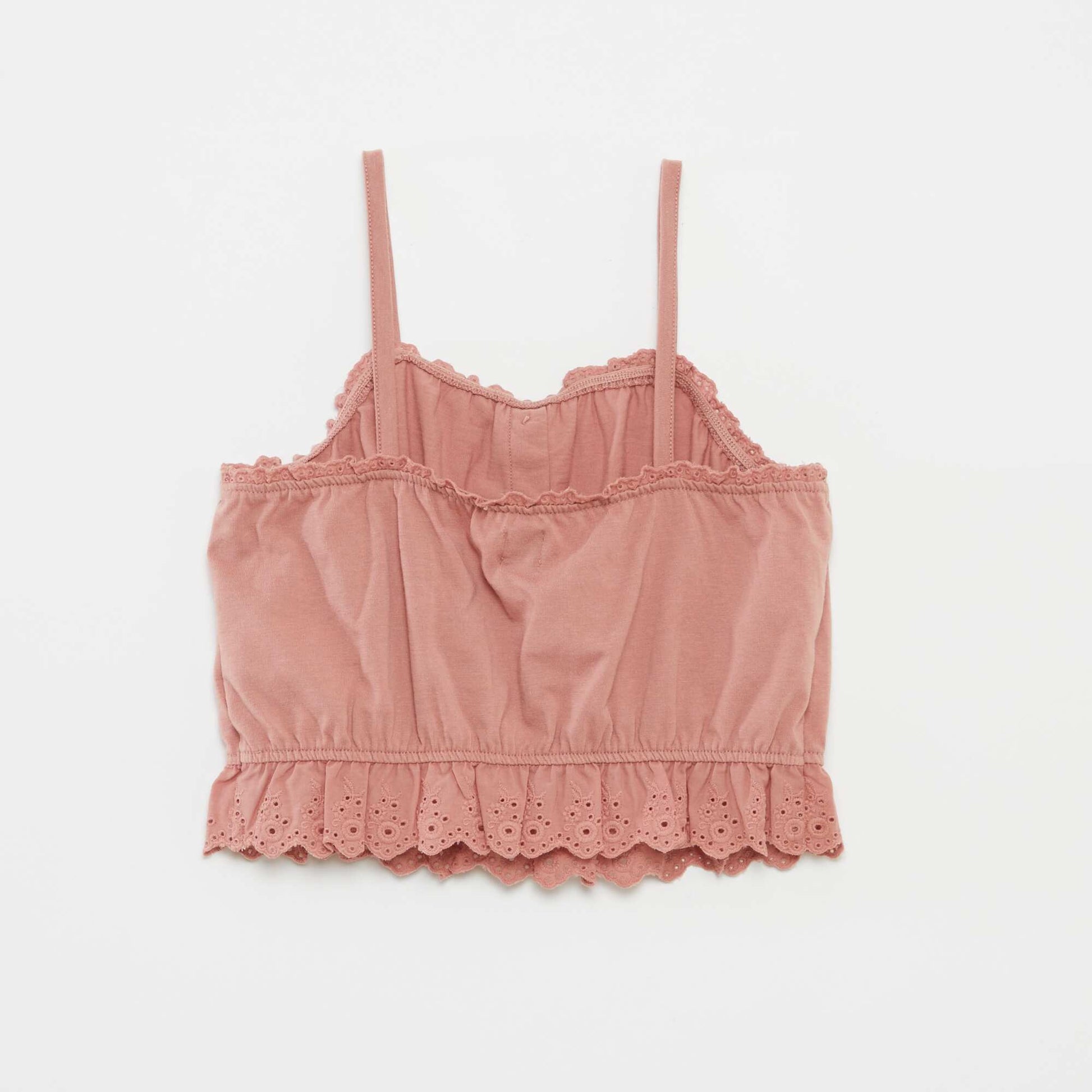 Débardeur à volant avec broderies anglaises ROSE
