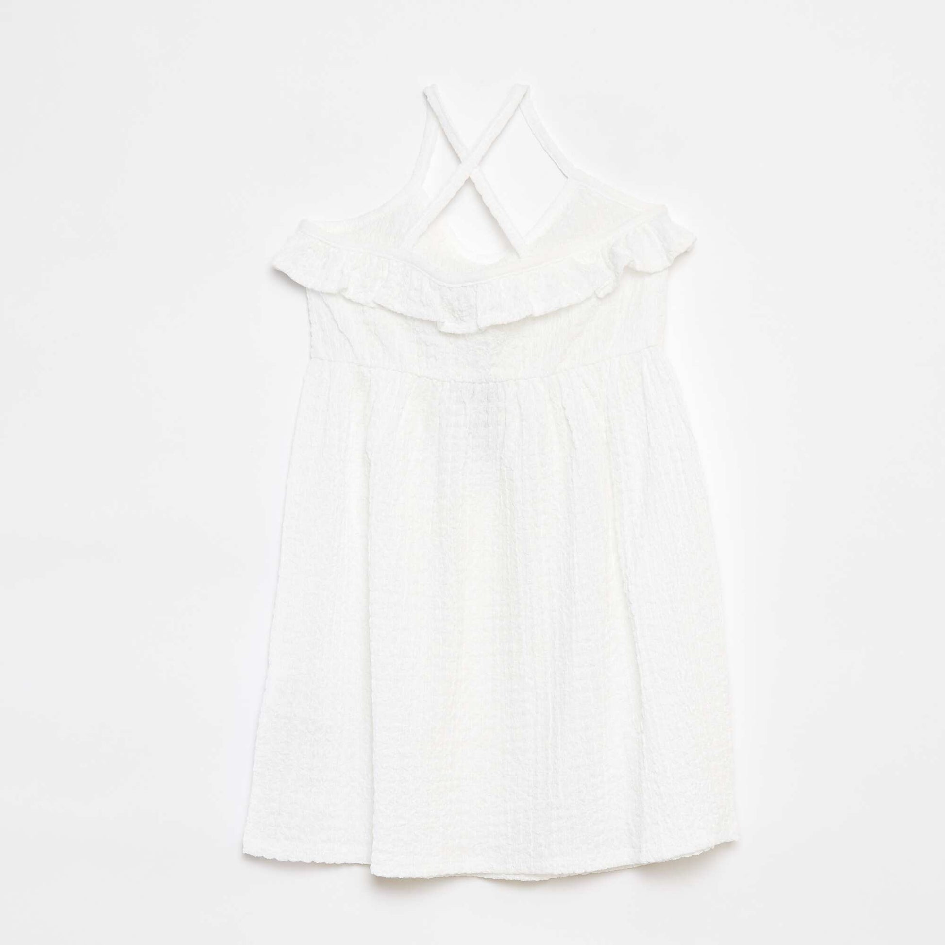 Robe à bretelles avec volants BLANC
