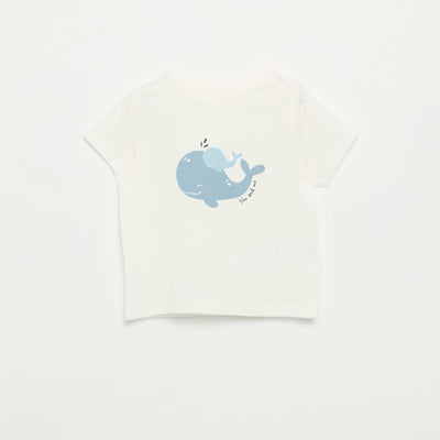 T-shirt à manches courtes avec animation BLANC