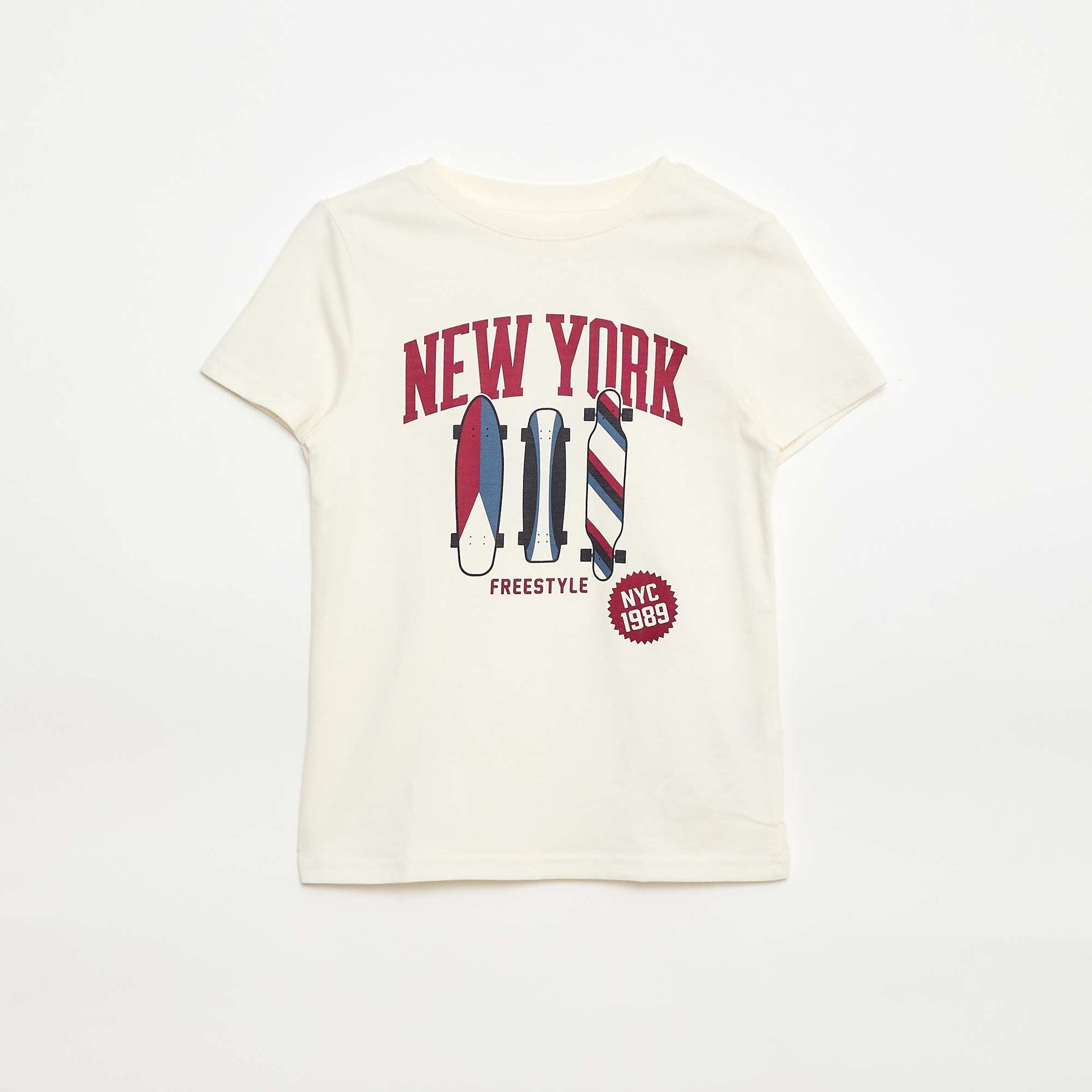 T-shirt imprimé manches courtes BLANC
