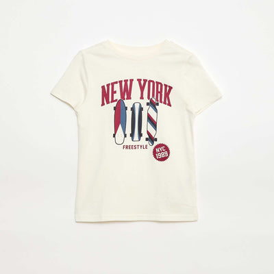 T-shirt imprimé manches courtes BLANC