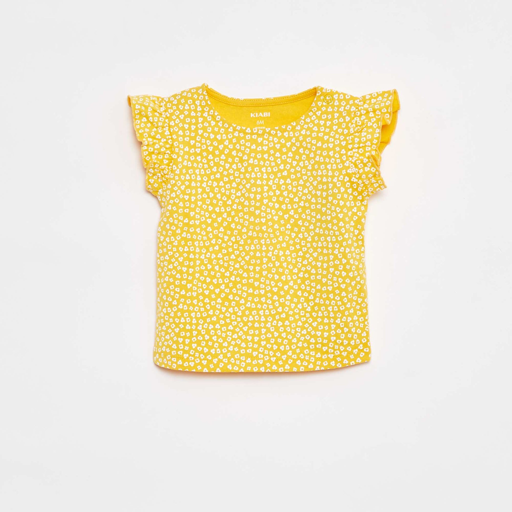 Ensemble t-shirt à manches volantées + short à motif - 2 pièces JAUNE