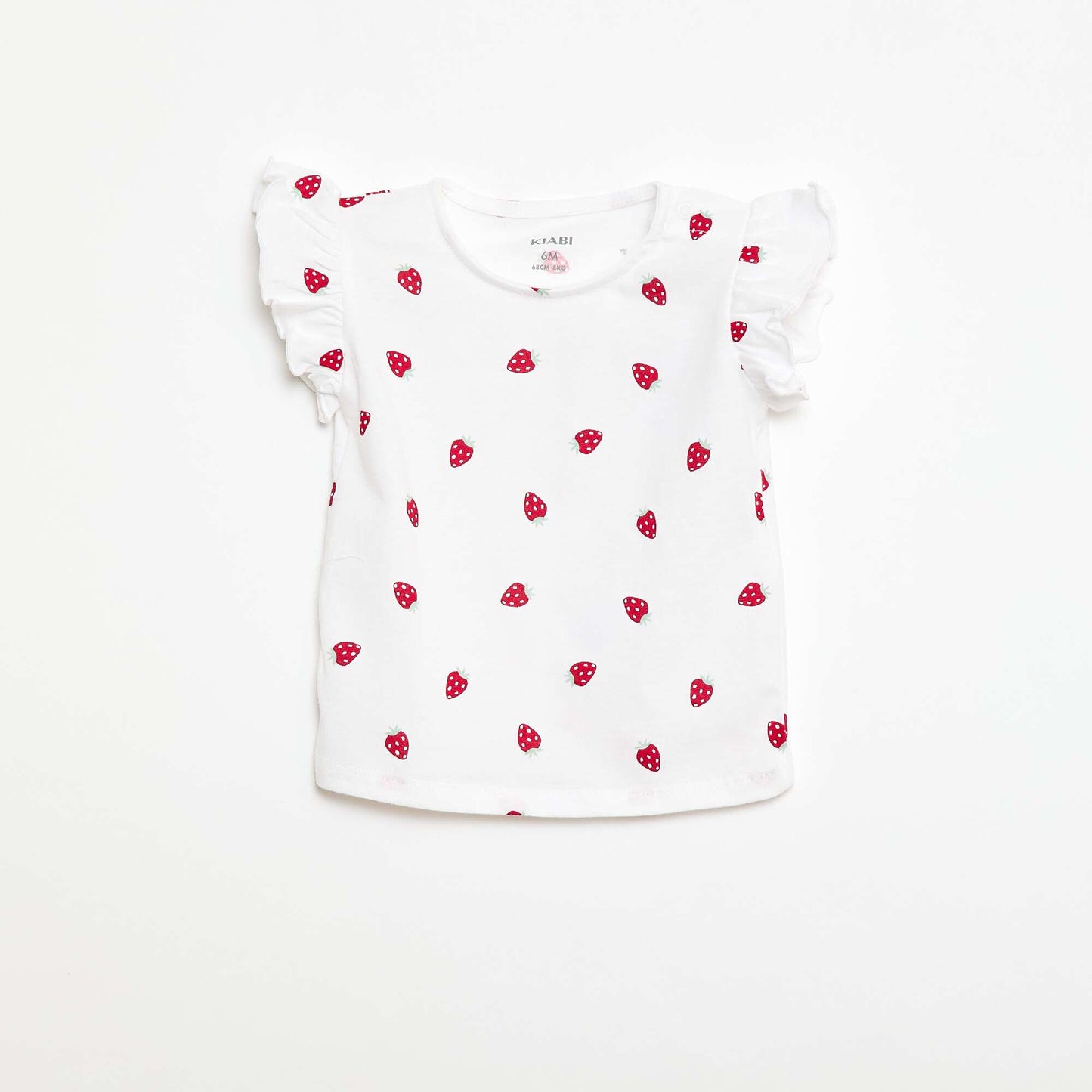 Ensemble t-shirt à manches volantées + short à motif - 2 pièces BLANC/ROUGE