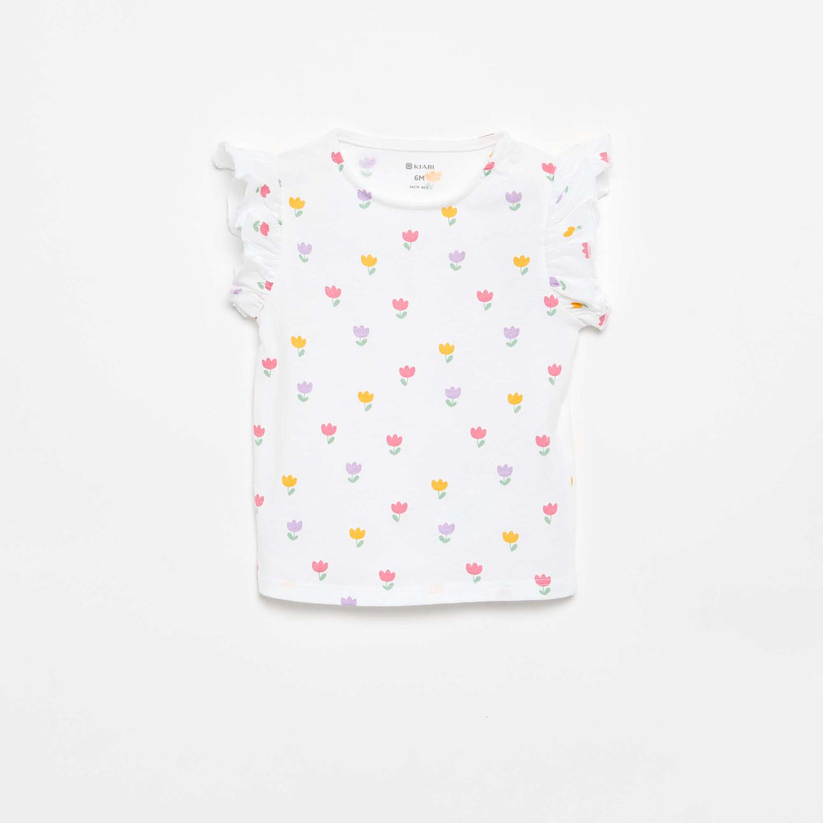 Ensemble t-shirt à manches volantées + short à motif - 2 pièces BLANC