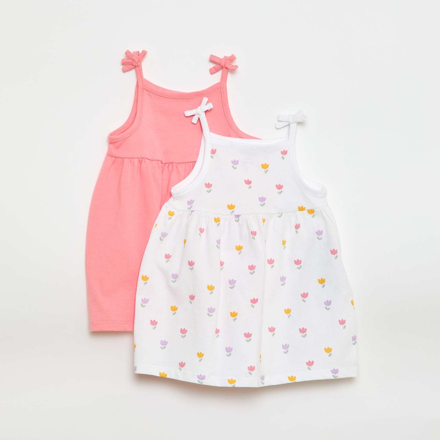 Lot de 2 robes à bretelles avec noeuds BLANC