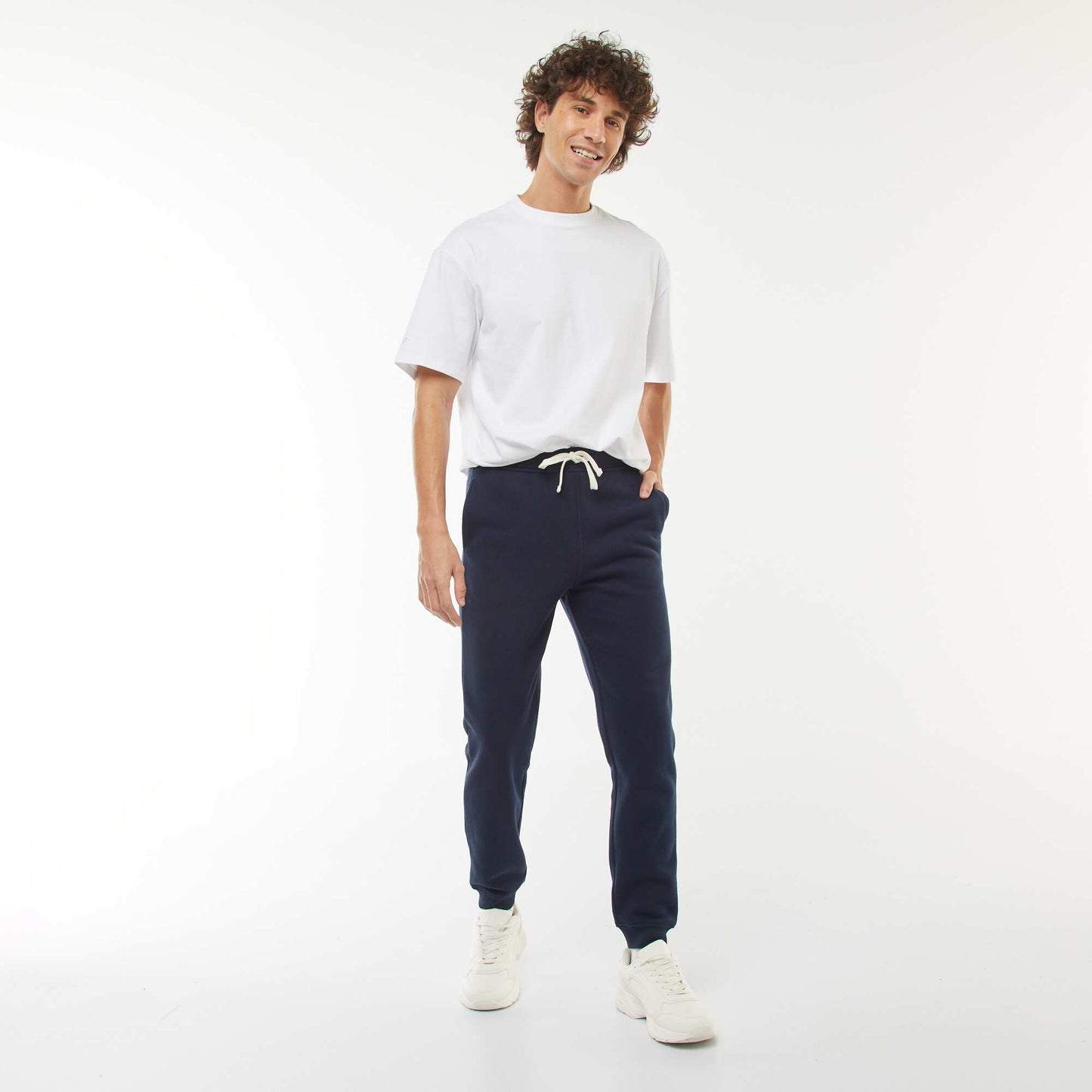 Pantalon jogging en molleton chaud BLEU