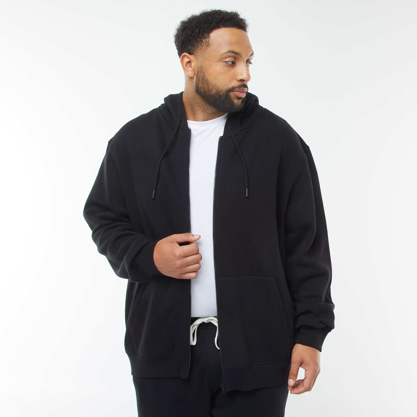 Sweat à capuche à ouverture zippée NOIR