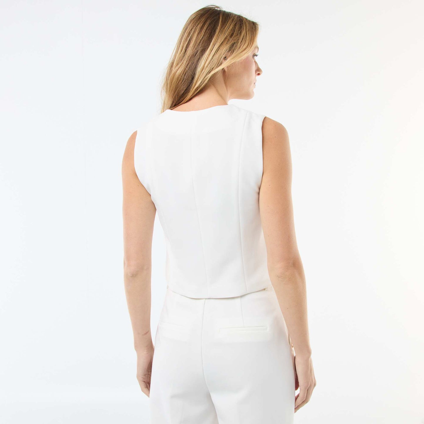 Veste tailleur sans manches unie BEIGE