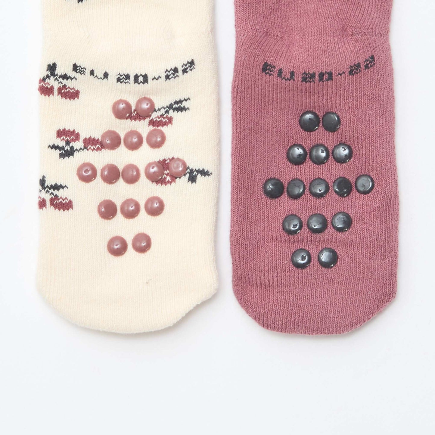 Paire de chaussettes fantaisie anti-dérapantes BEIGE