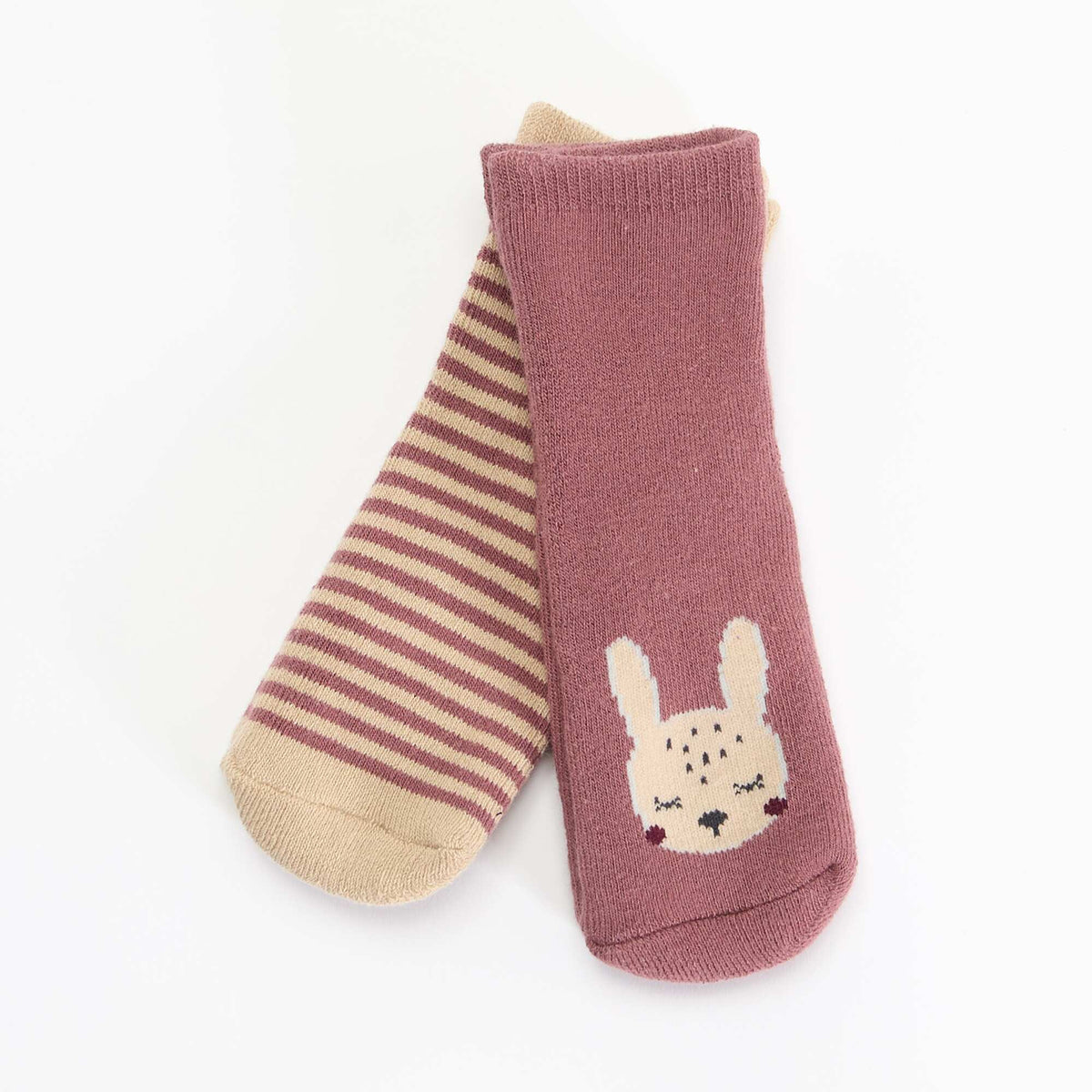 Paire de chaussettes fantaisie anti-dérapantes MARRON