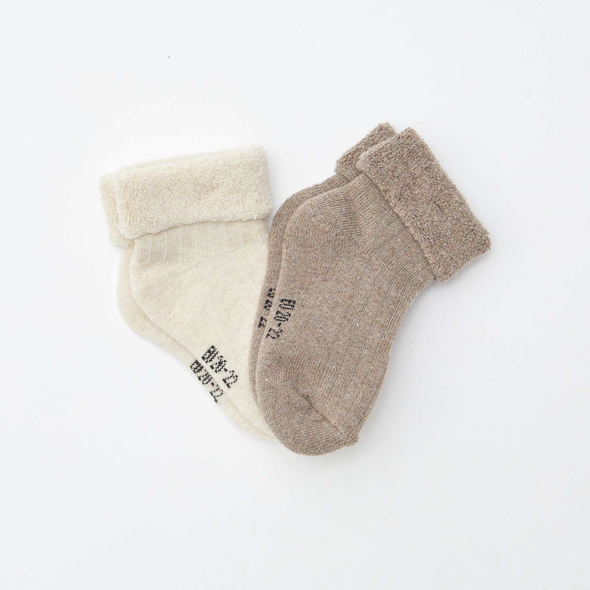 Lot de 2 paires de chaussettes naissance MARRON
