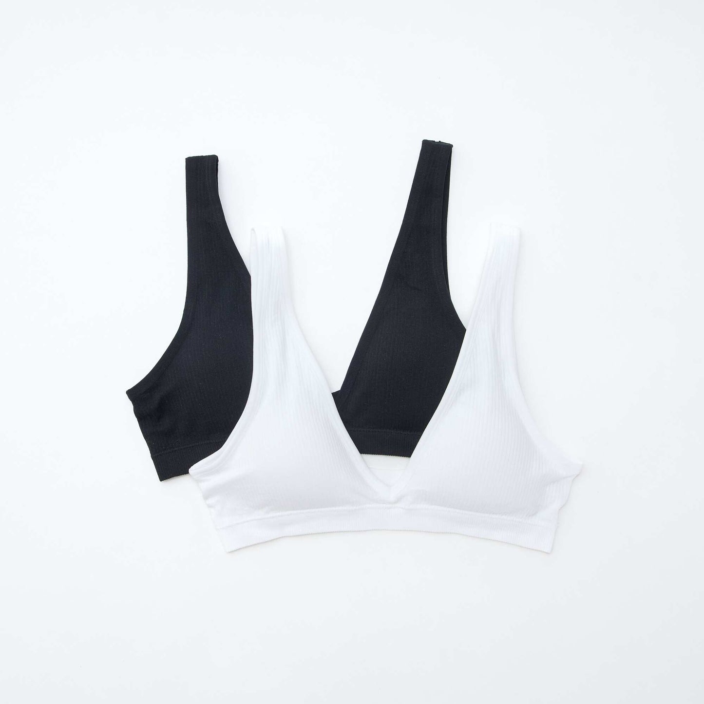 Lot de 2 brassières côtelées sans coutures NOIR