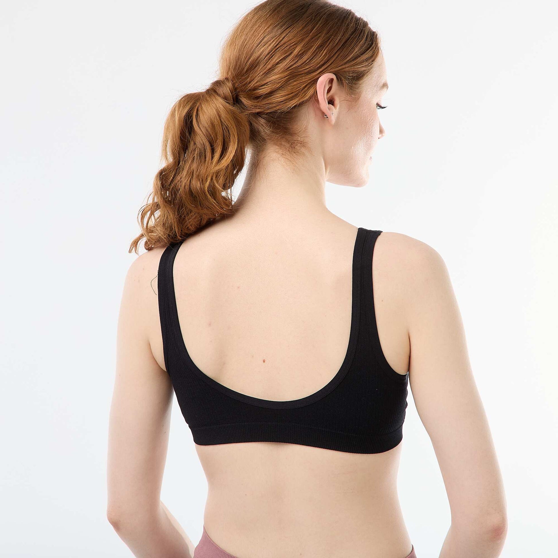 Lot de 2 brassières côtelées sans coutures NOIR