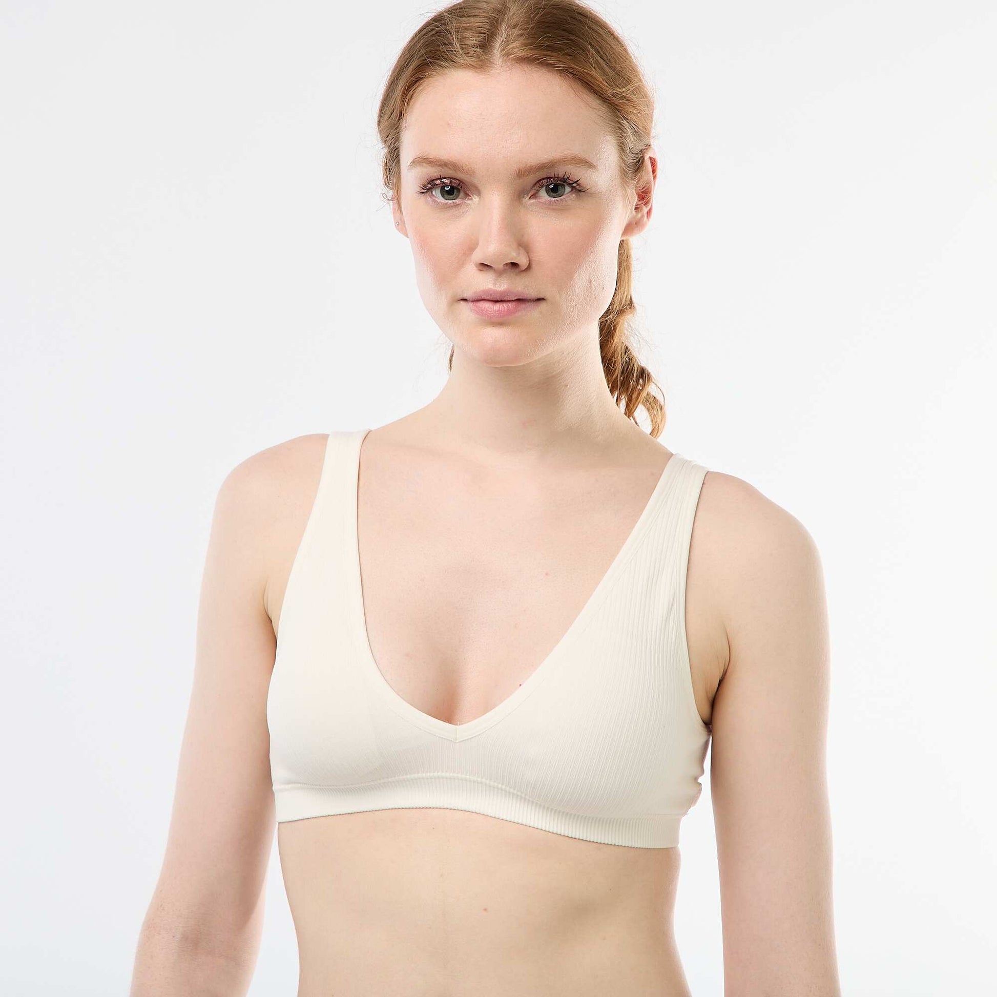 Lot de 2 brassières côtelées sans coutures BLANC