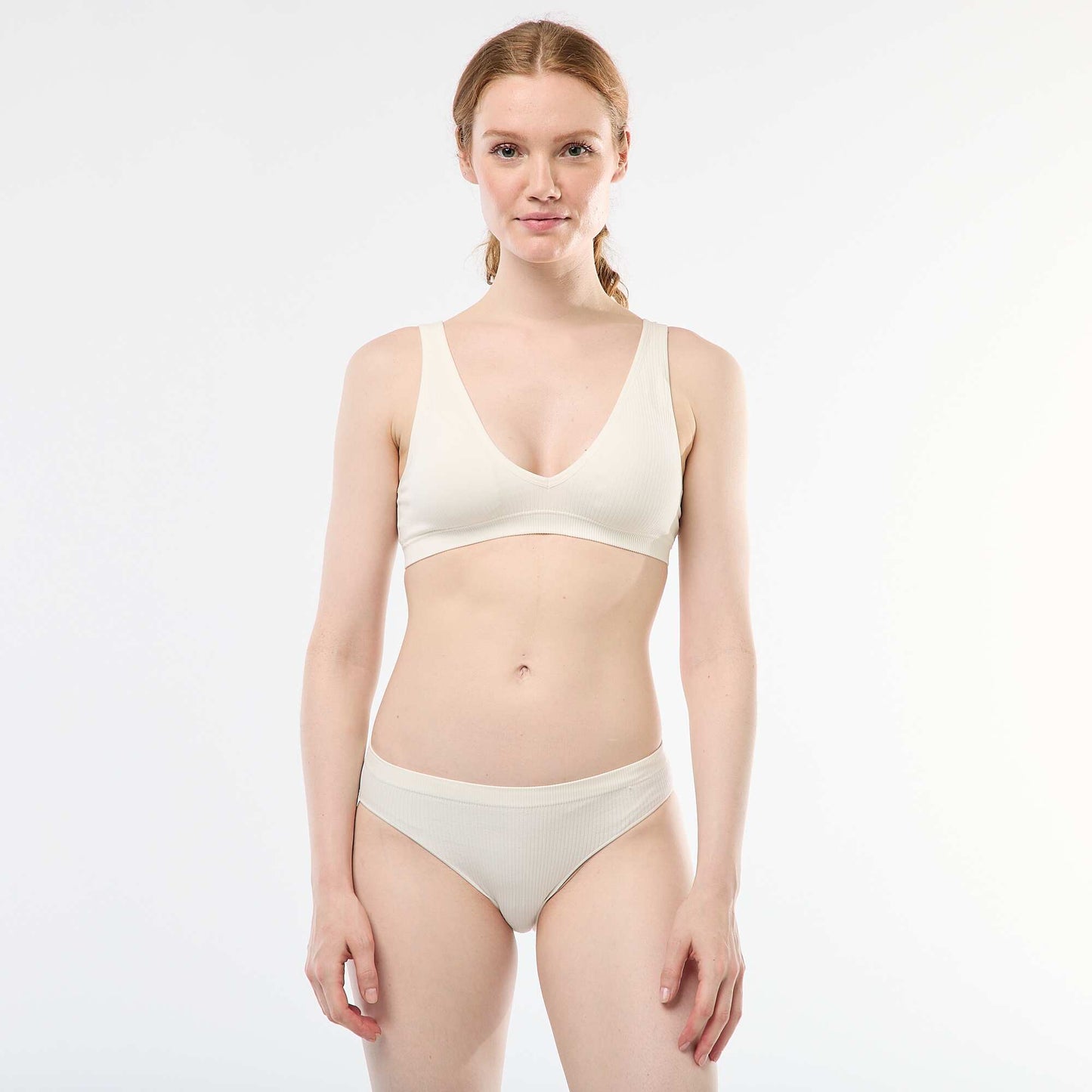 Lot de 2 brassières côtelées sans coutures BLANC