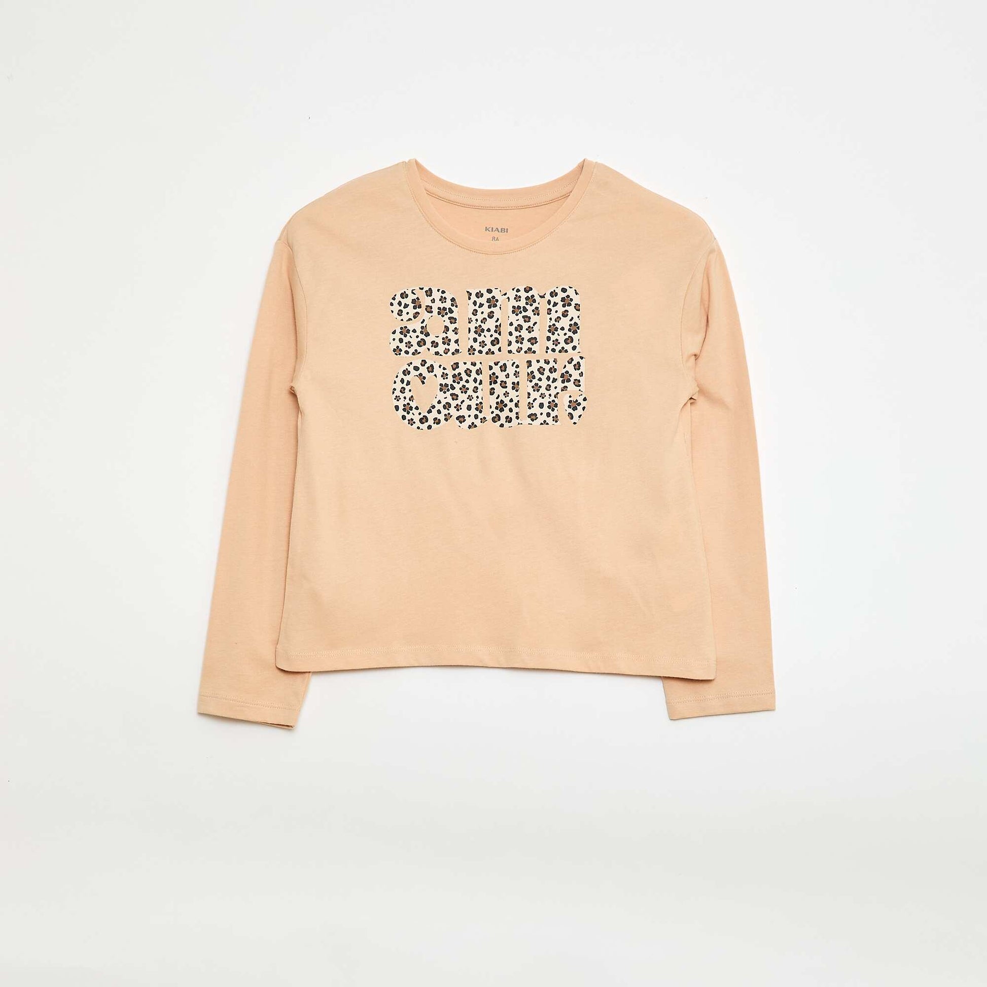 T-shirt imprimé manches longues BEIGE
