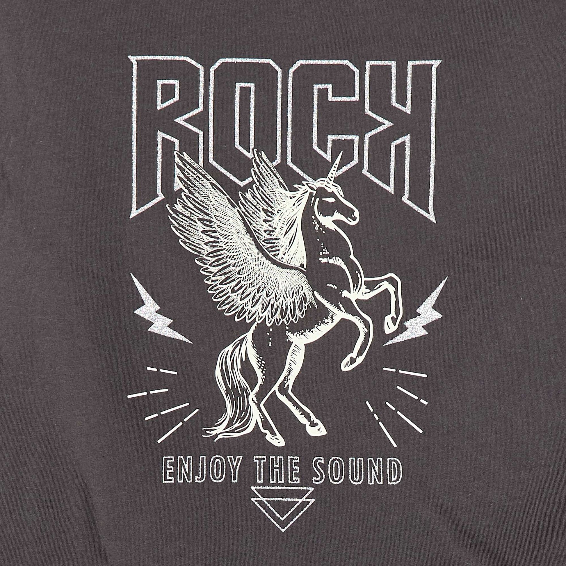 T-shirt imprimé manches longues NOIR