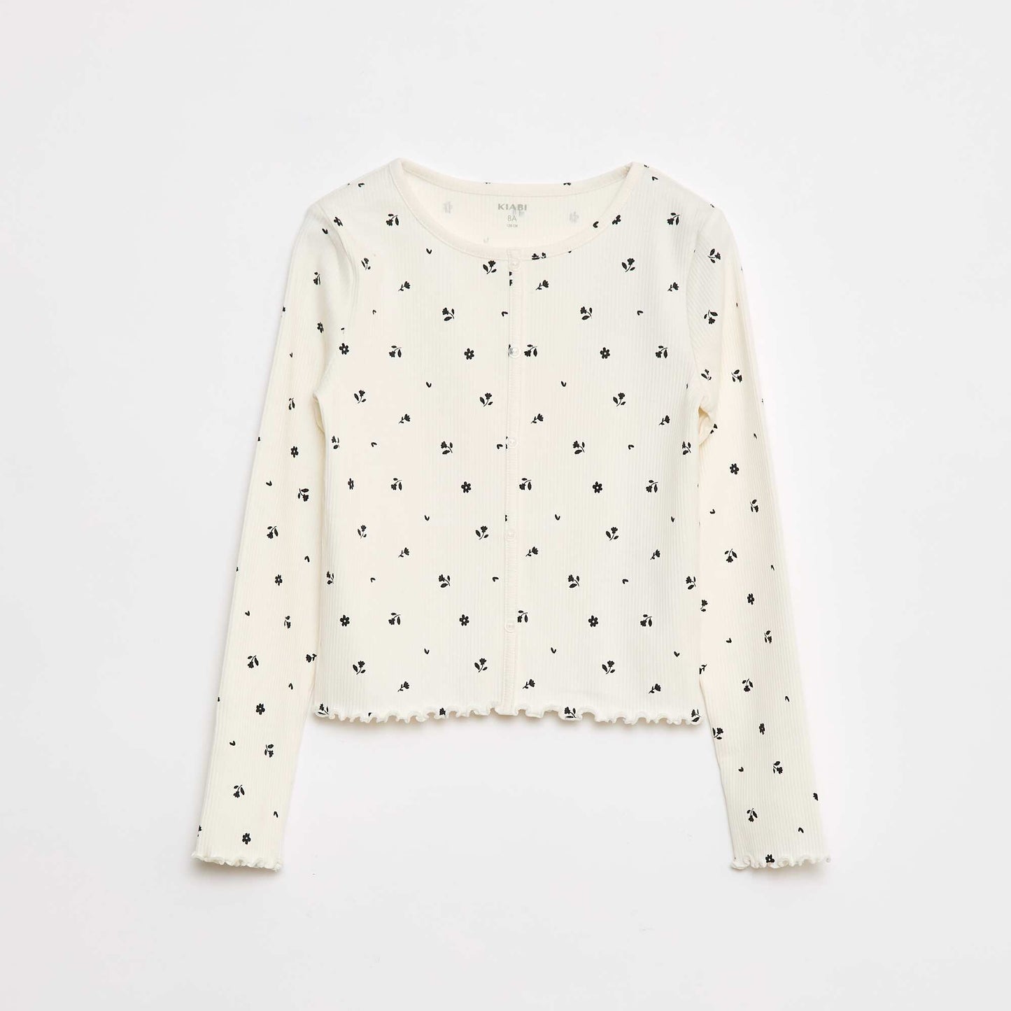 T-shirt côtelé à fleurs BLANC