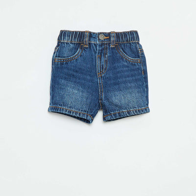 Short en denim ajustable par élastiques à l'intérieur BLEU