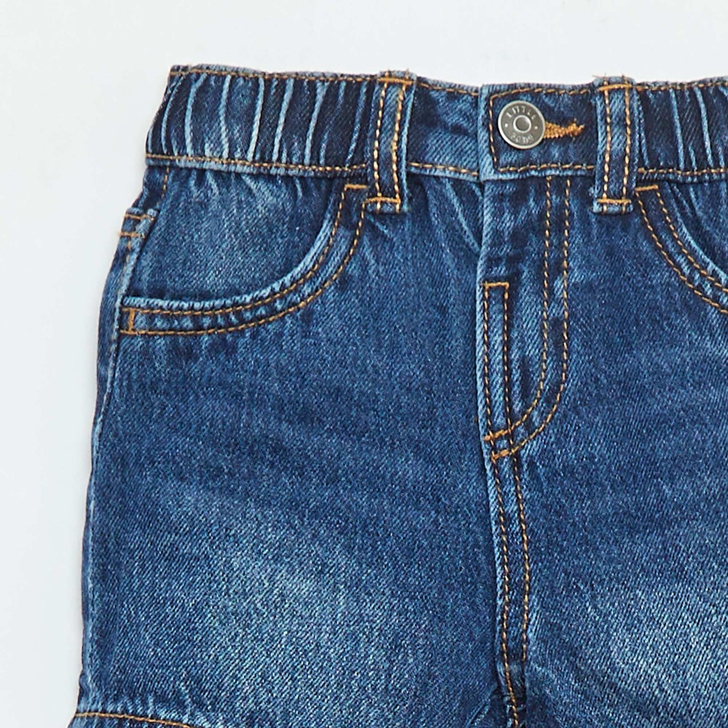 Short en denim ajustable par élastiques à l'intérieur BLEU