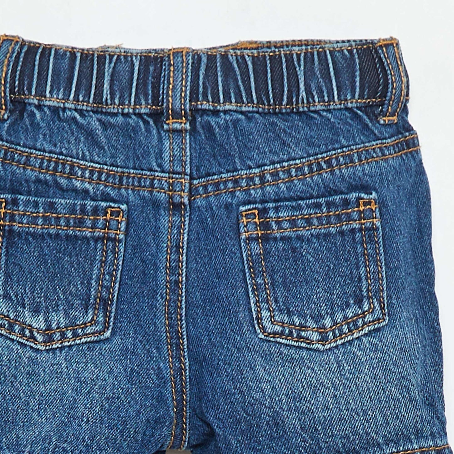 Short en denim ajustable par élastiques à l'intérieur BLEU