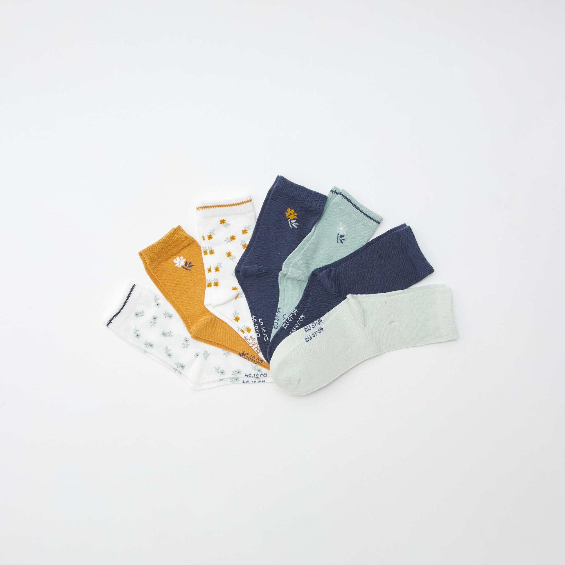 Lot de 7 paires de chaussettes mi-hauteur VERT