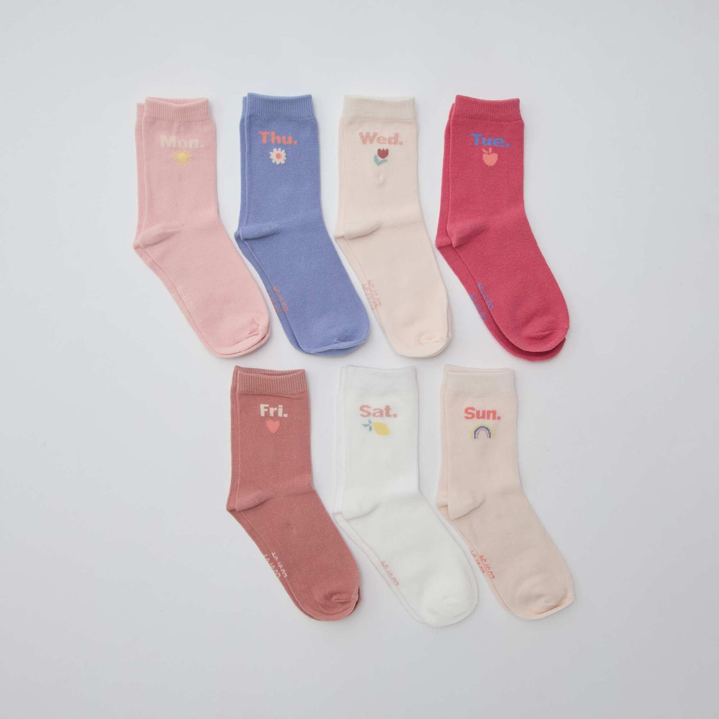Lot de 7 paires de chaussettes mi-hauteur ROSE
