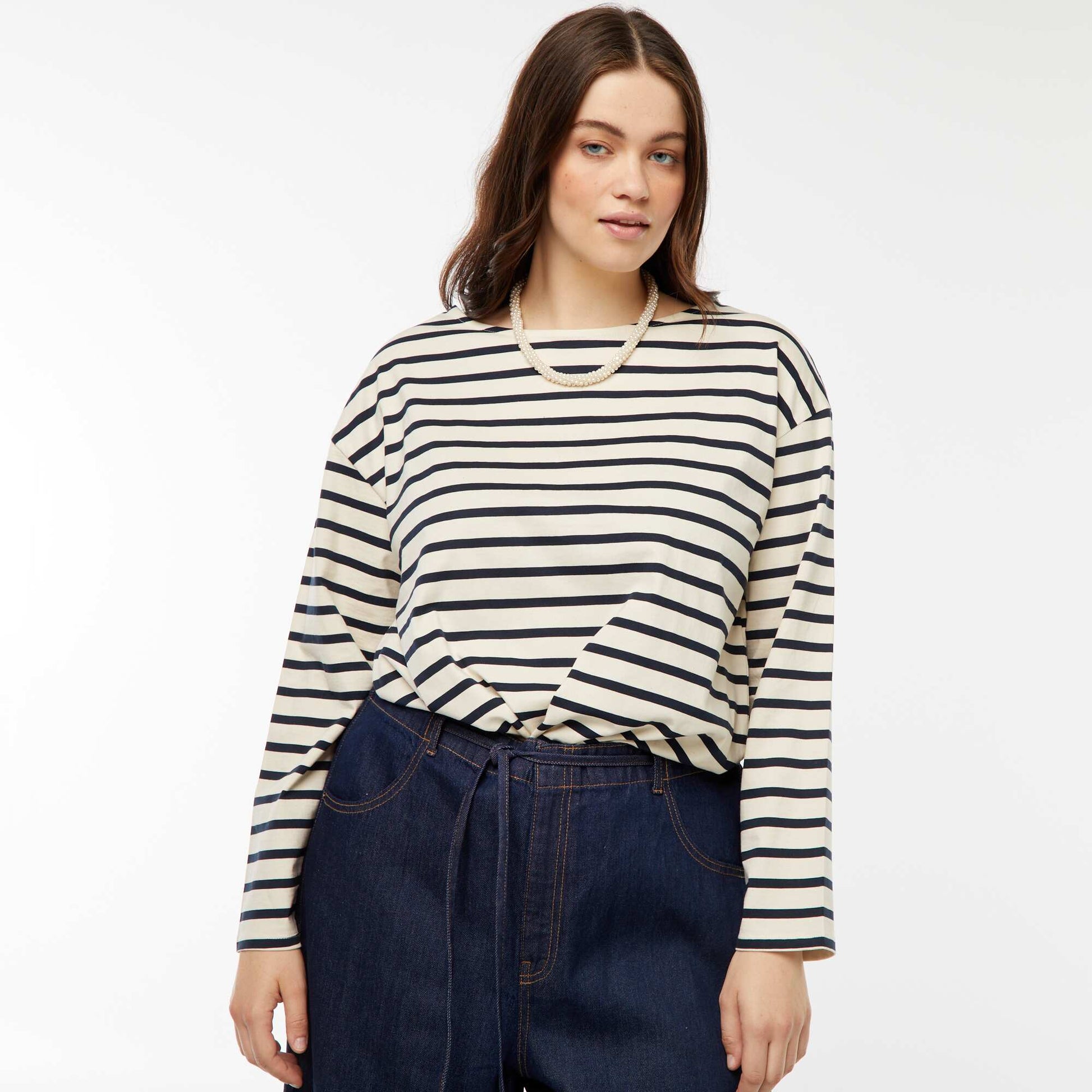 Tee-shirt marinière oversize BLANC