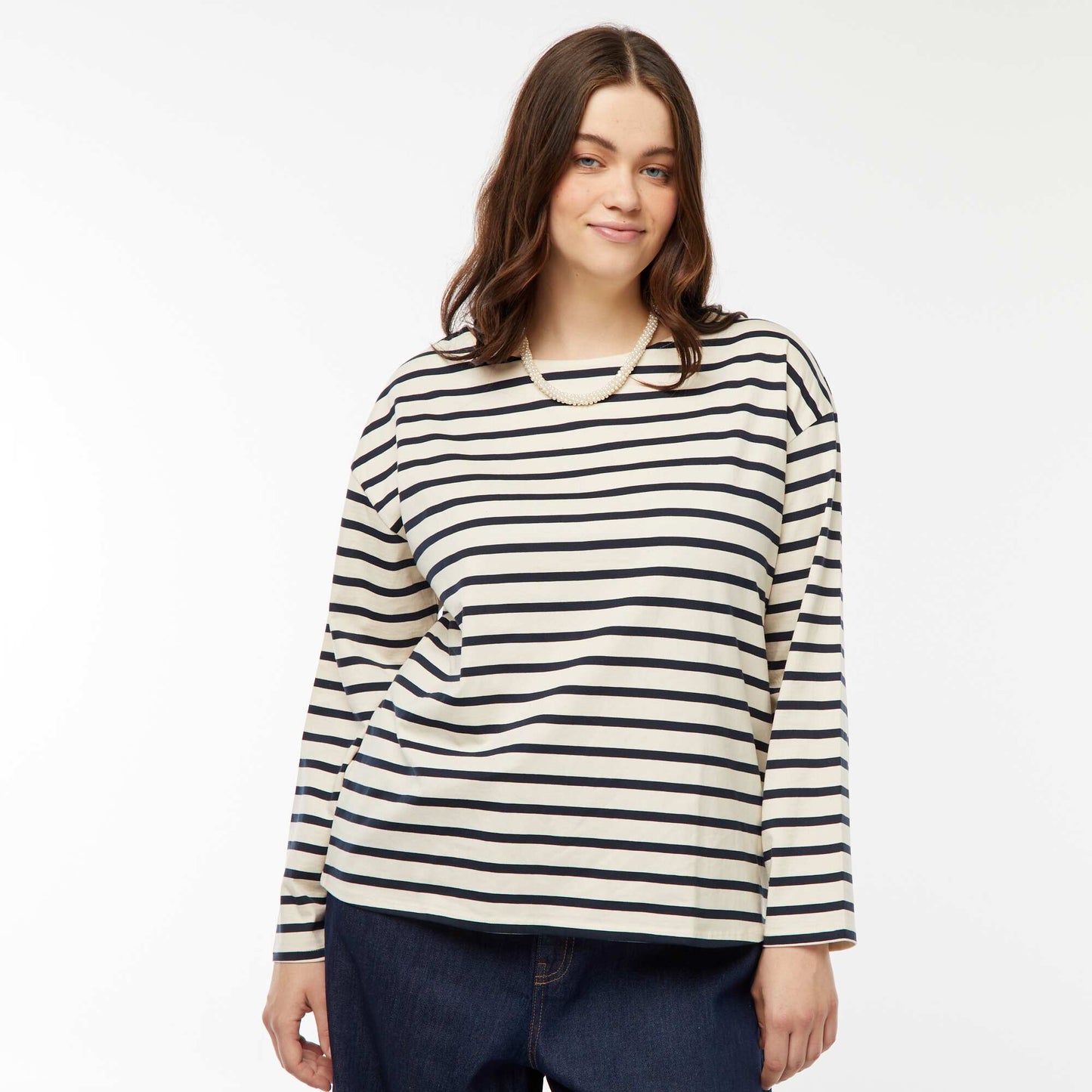 Tee-shirt marinière oversize BLANC