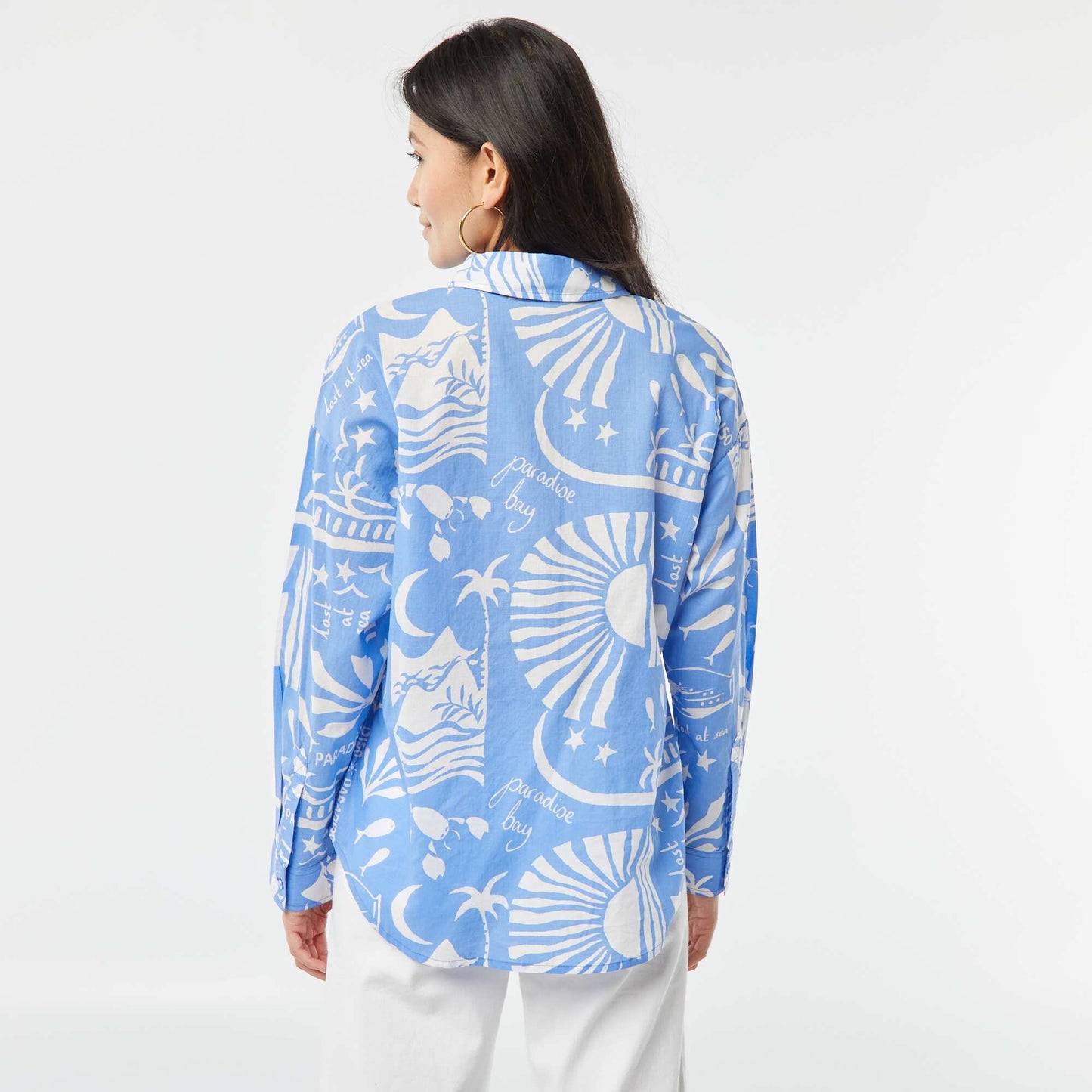 Chemise en voile de coton imprimée BLEU