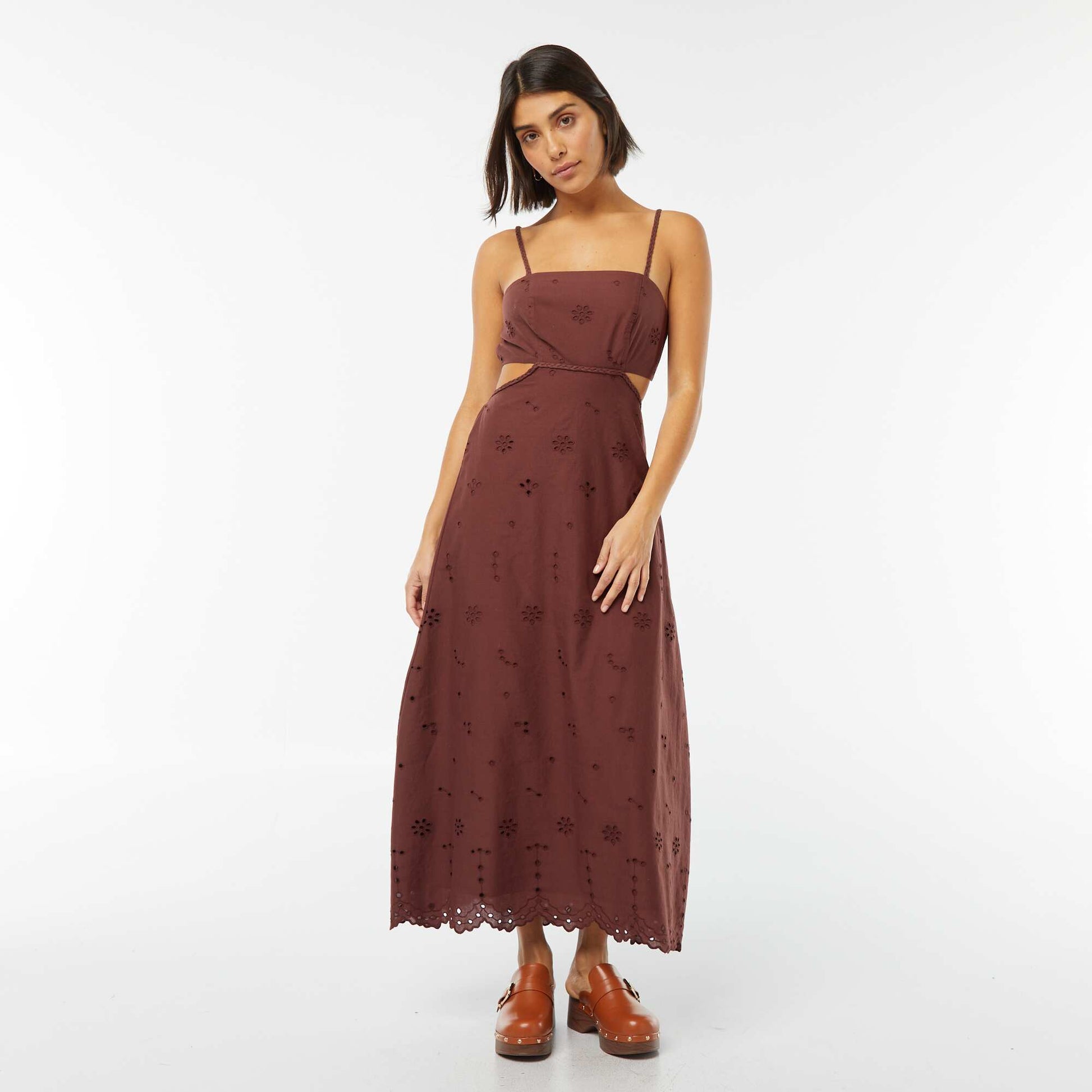Robe midi ouverture sur les côtés MARRON