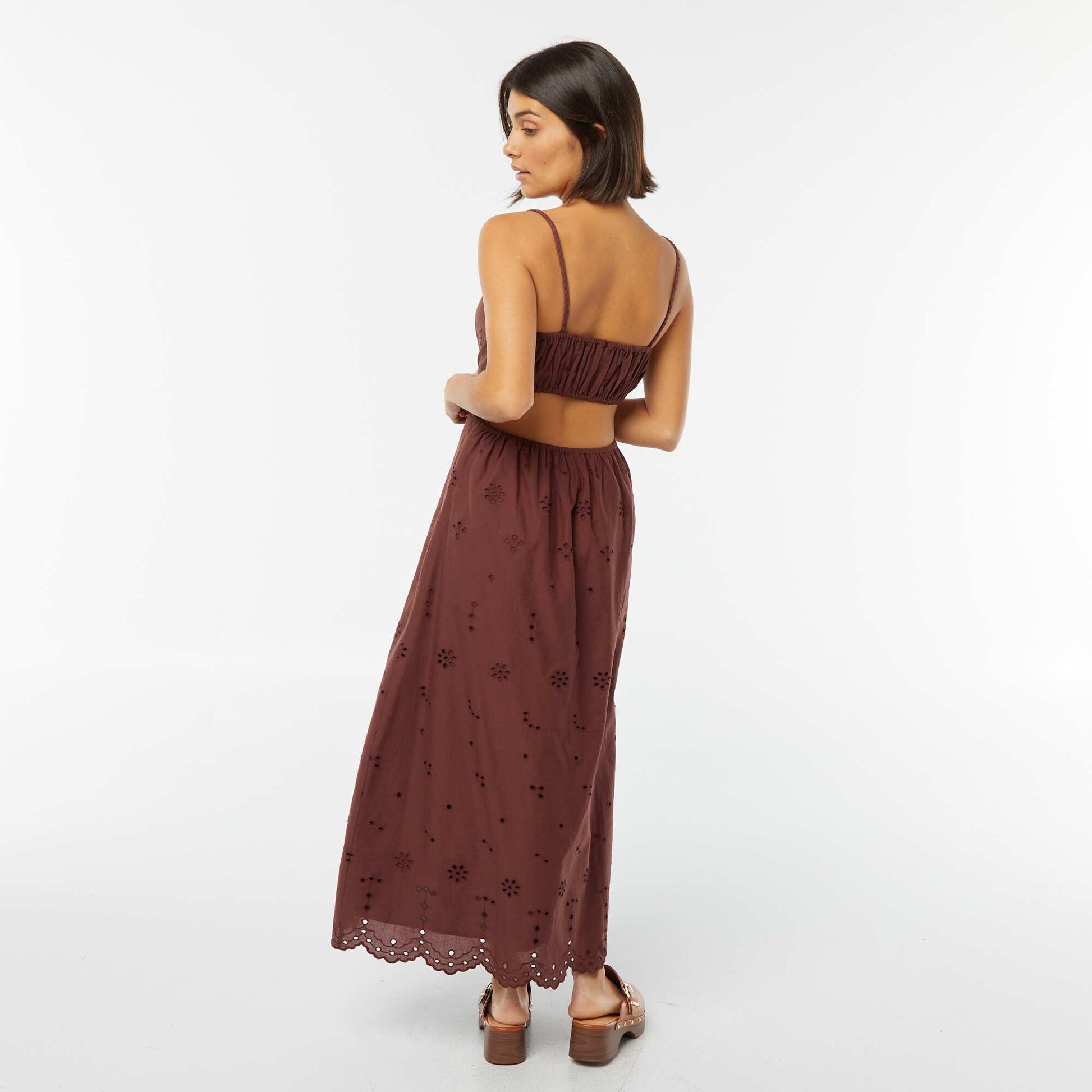 Robe midi ouverture sur les côtés MARRON