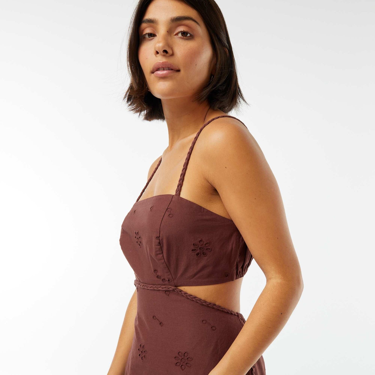 Robe midi ouverture sur les côtés MARRON