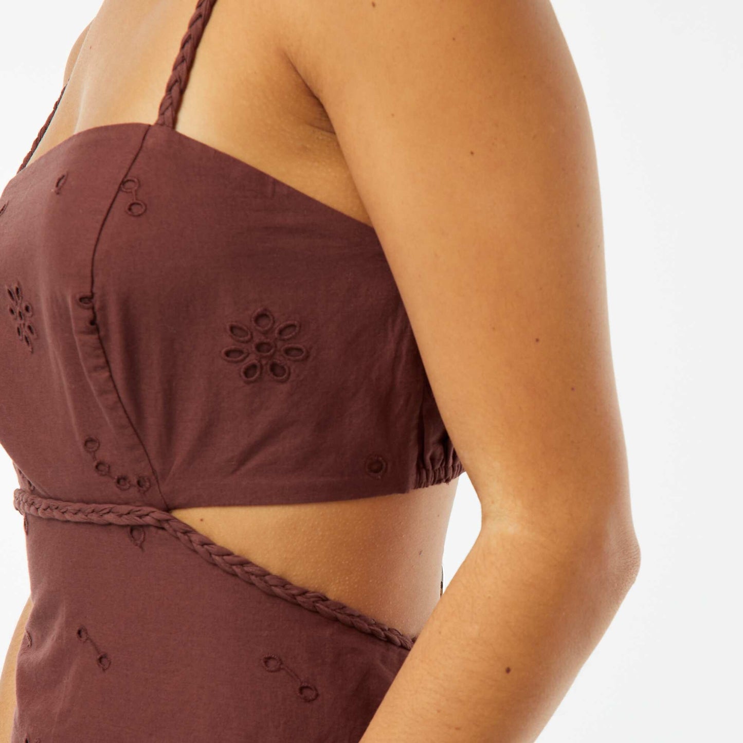 Robe midi ouverture sur les côtés MARRON