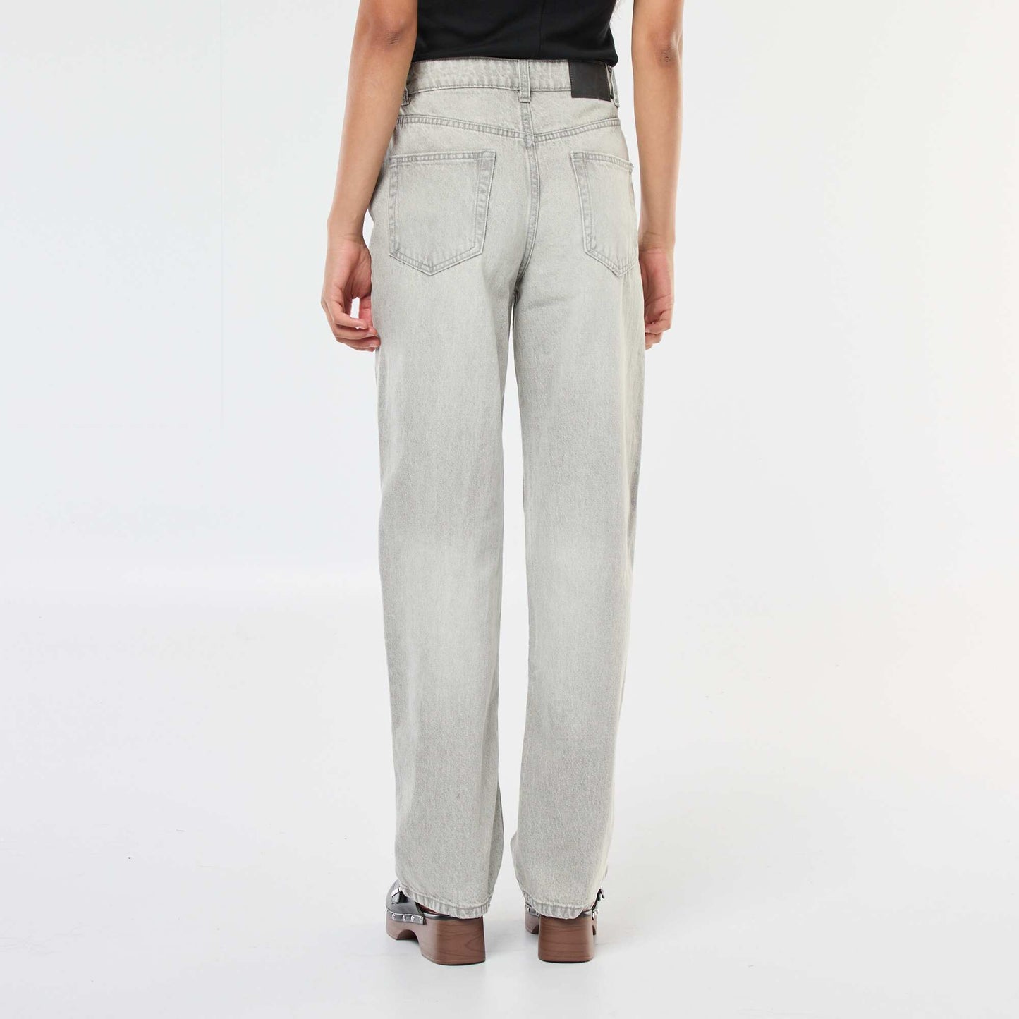 Jean straight taille haute GRIS
