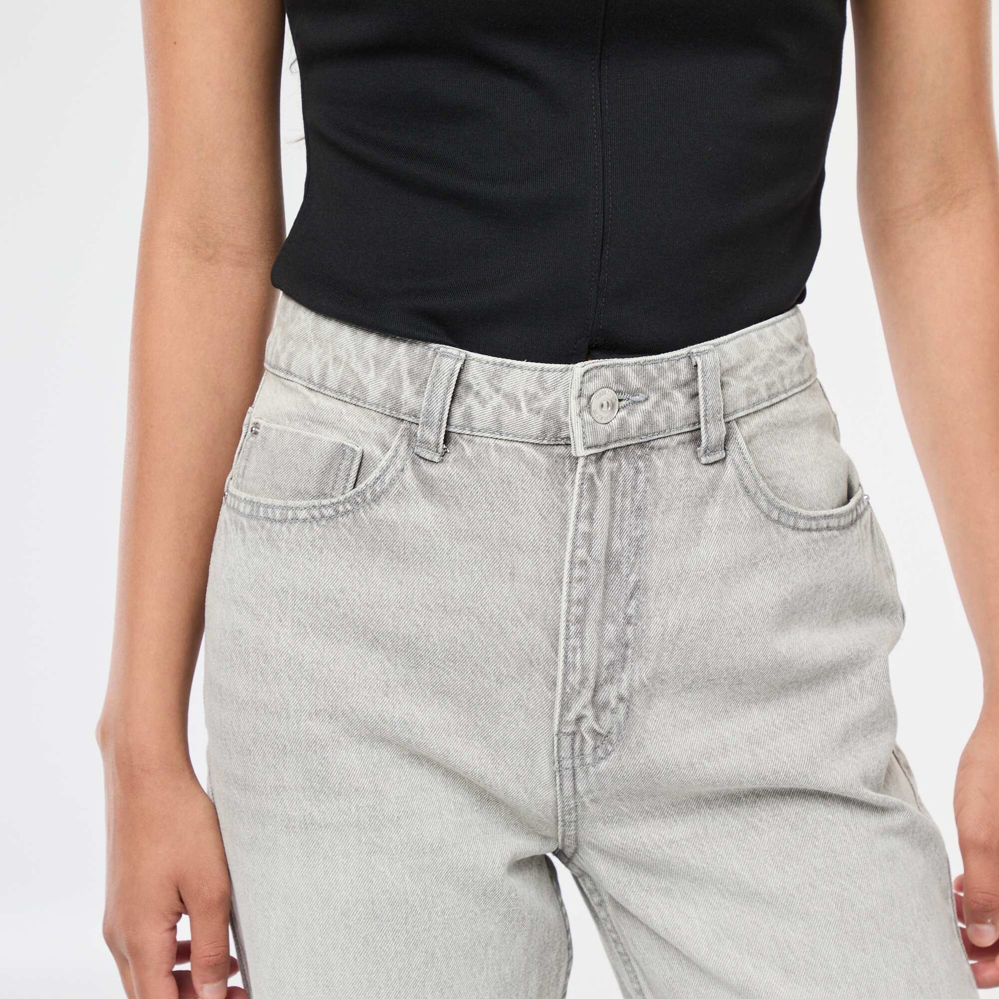 Jean straight taille haute GRIS