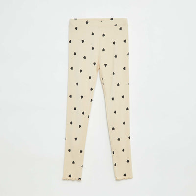 Legging côtelé à motif BEIGE