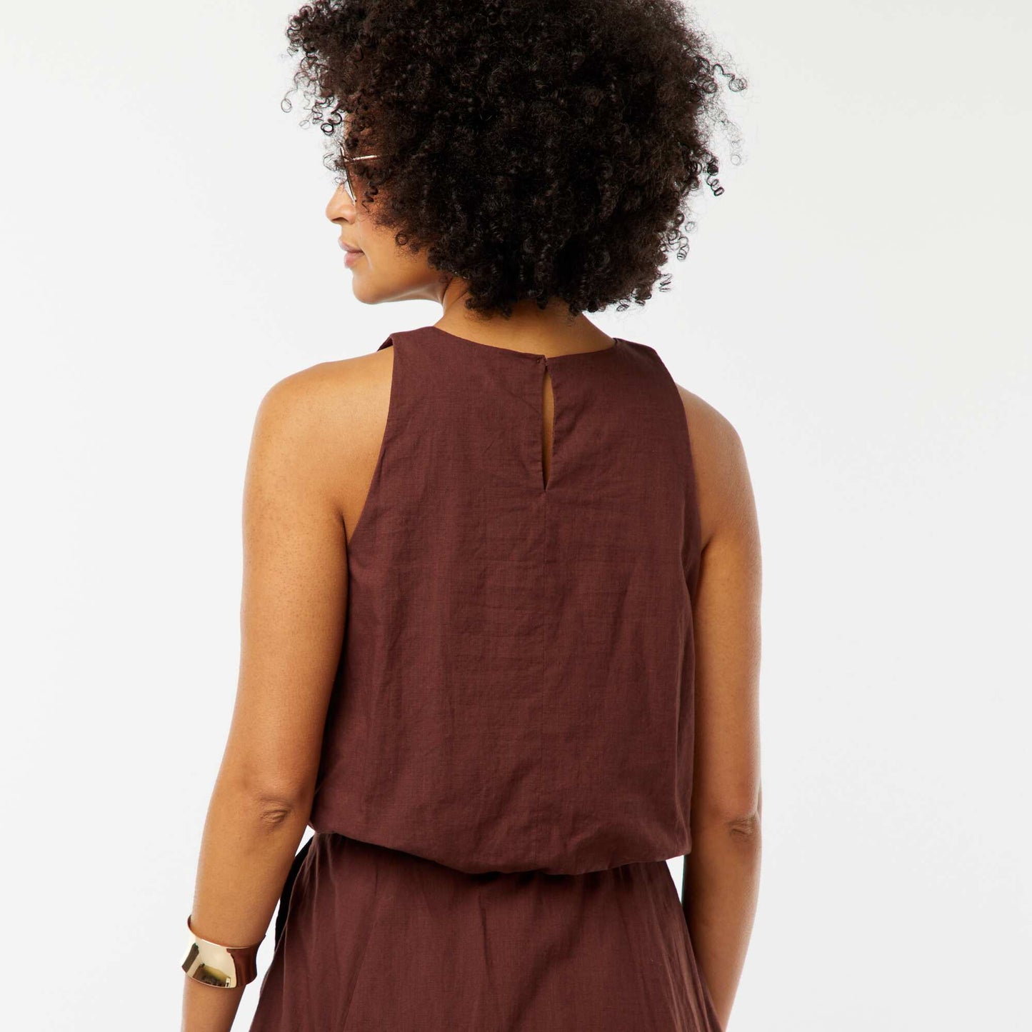Top sans manches forme ballon MARRON
