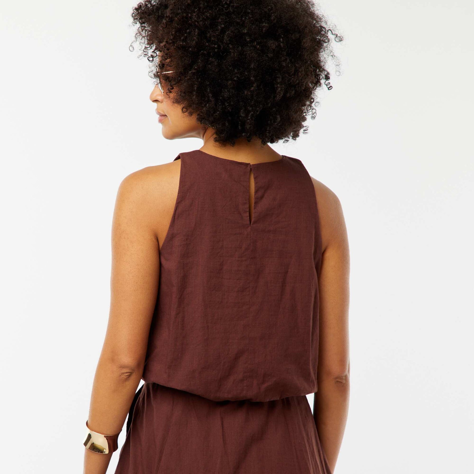Top sans manches forme ballon MARRON