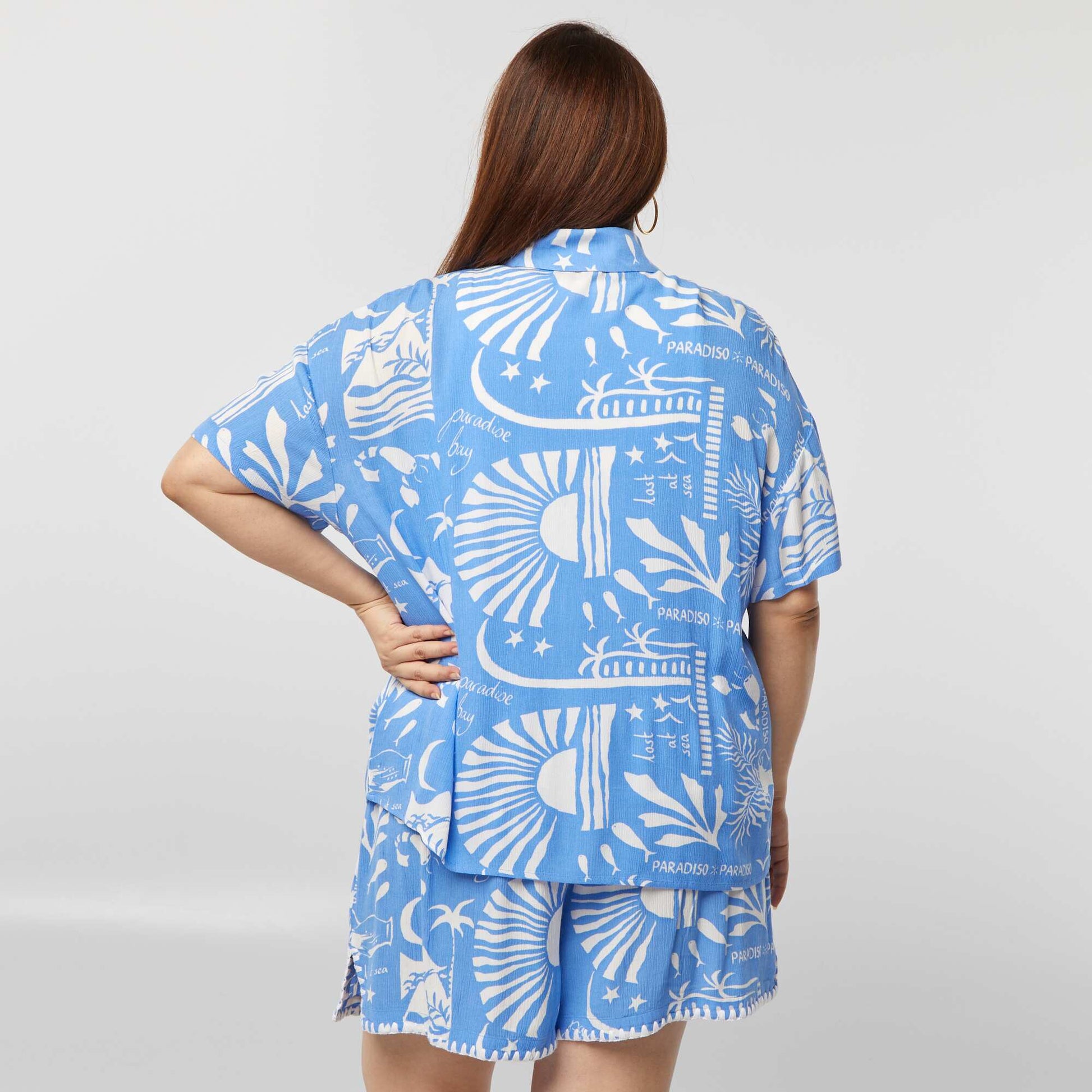 Chemise fluide imprimé marin BLEU