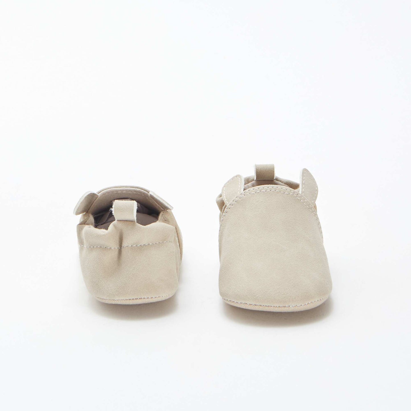 Chaussons en suédine avec oreilles en relief BEIGE