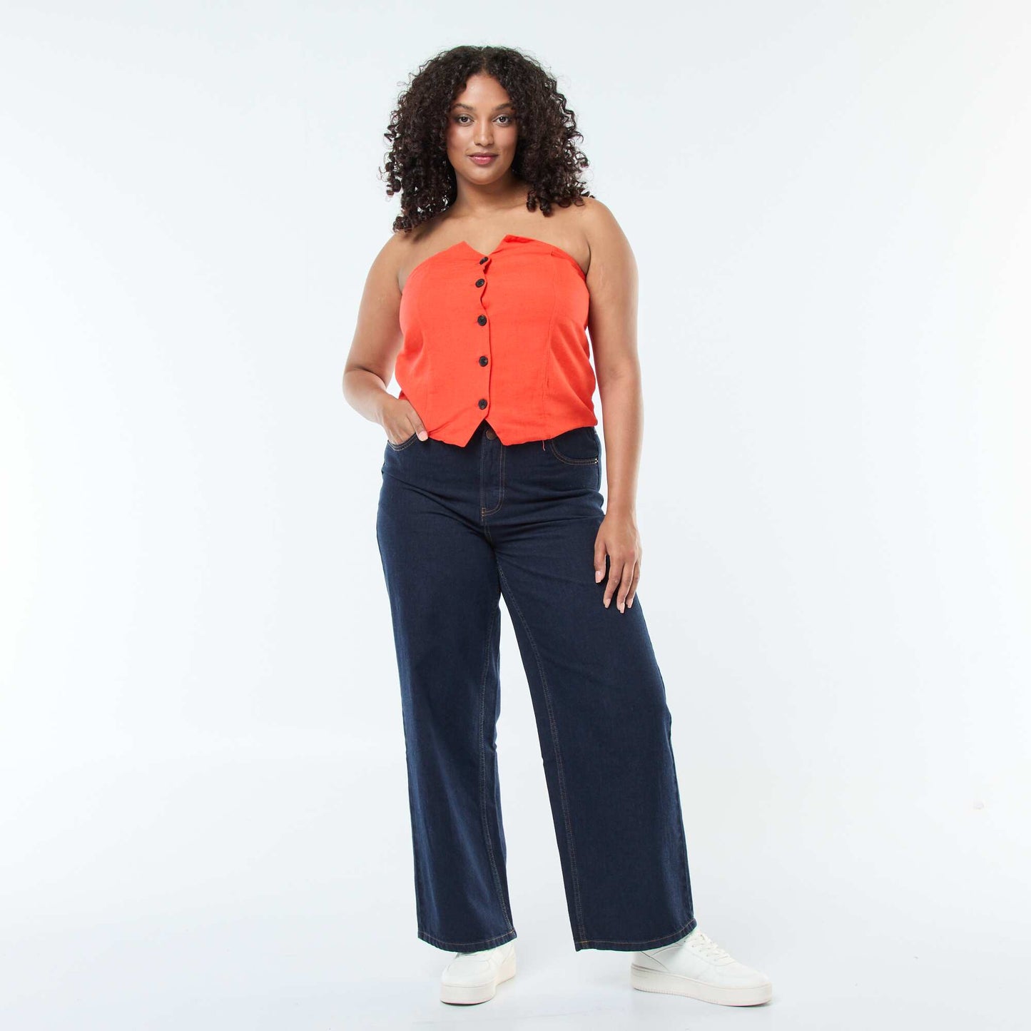 Bustier en lin style café ROUGE